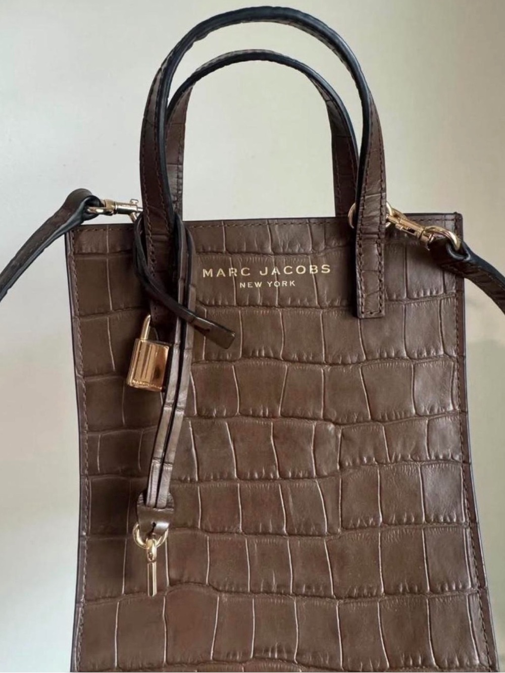 Marc Jacobs Brown Croc-Embossed Leather crossbody